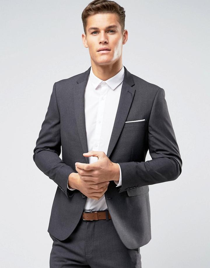 Burton Menswear Slim Suit Jacket - Gray