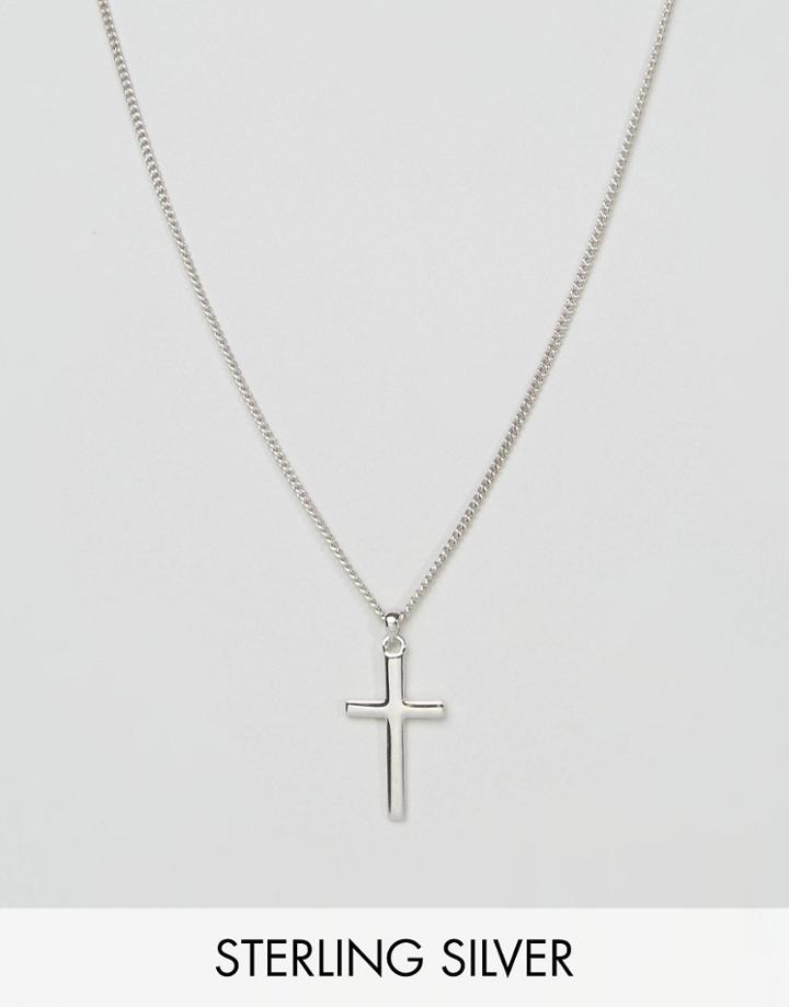 Serge De Nimes Cross Symbol Pendant Necklace In Solid Silver - Silver
