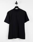 River Island High Neck Slim Shirt In Black