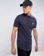 Le Breve Curved Hem Polo With Back Panelling - Navy