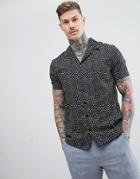 Boohooman Oversized Shirt With Polka Dot Print In Black - Black