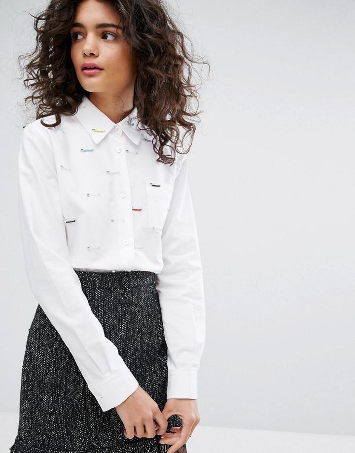 Sonia By Sonia Rykiel Oxford Safety Pin Shirt - White