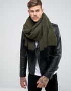 Asos Blanket Scarf In Khaki With Texture - Green