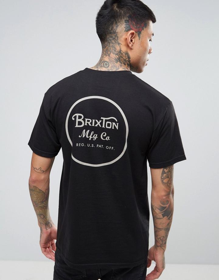 Brixton Wheeler T-shirt With Back Print - Black