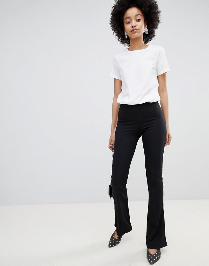 Miss Selfridge Skinny Rib Flare Pants - Black