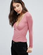 Brave Soul Ballet Wrap Top - Pink