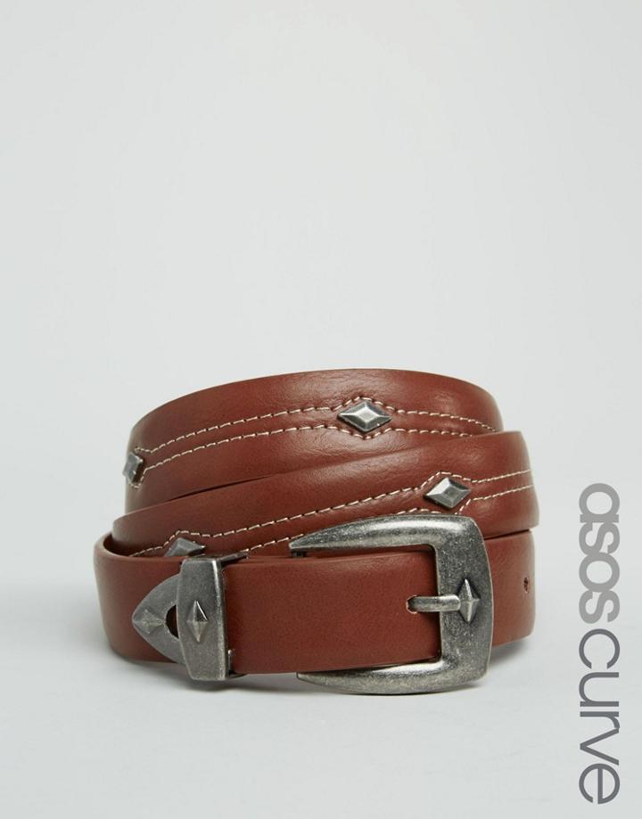 Asos Curve Triangle Detail Jeans Belt - Tan