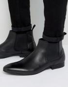 Dune Mister Chelsea Boots In Black Leather - Black