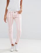 Pepe Jeans Cher Striped Slim Fit Jeans - Pink
