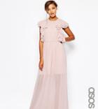 Asos Tall Ruffle Front Maxi Dress - Pink