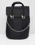 Asos Backpack With Chain Detail And Internal Laptop Pouch - Black