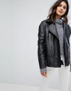 Y.a.s Oversized Leather Jacket - Black