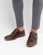 Red Tape Derby Shoes In Milled Brown Leather - Brown
