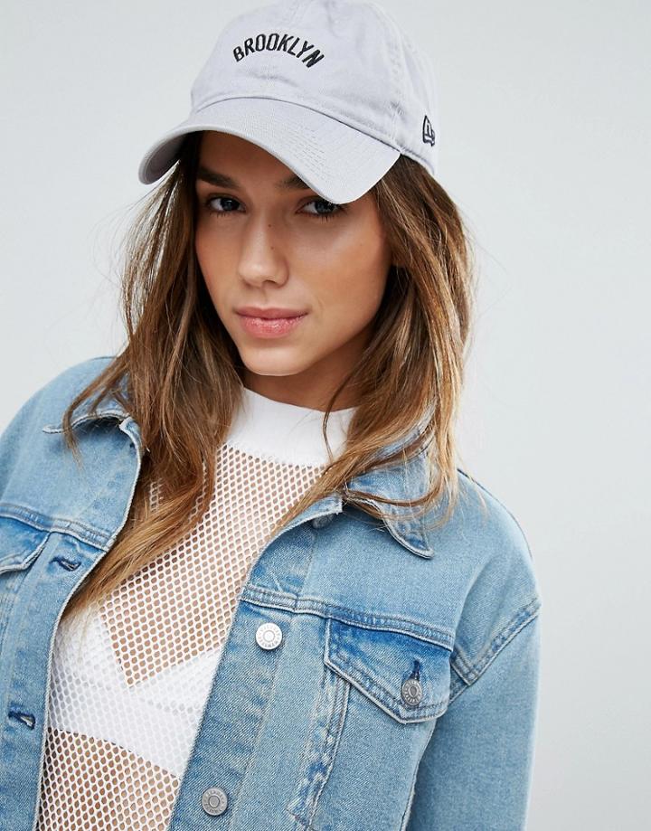 New Era 9forty Cap With Brooklyn Logo - Gray