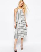 Asos Full Midi Skirt In Linen Stripe Co-ord - Multi
