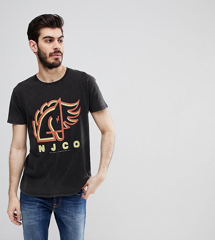 Nudie Jeans Co Anders Logo Horse Print T-shirt - Black