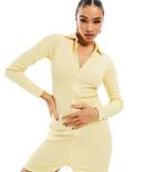 Asyou Double Zip Body-conscious Dress In Sand-white