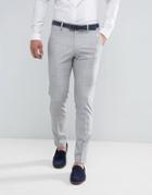 Asos Wedding Skinny Suit Pant In Light Gray Crosshatch Nep - Gray