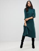 Traffic People Sweater Midi Dress With Bow Detail - Green