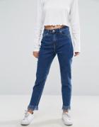 Missguided Frayed Hem Cropped Slim Leg Jeans - Blue