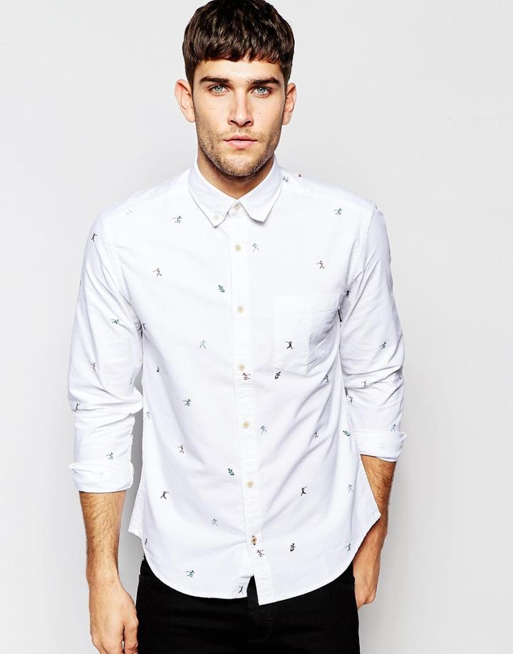 Esprit Shirt With Sports All Over Print - White