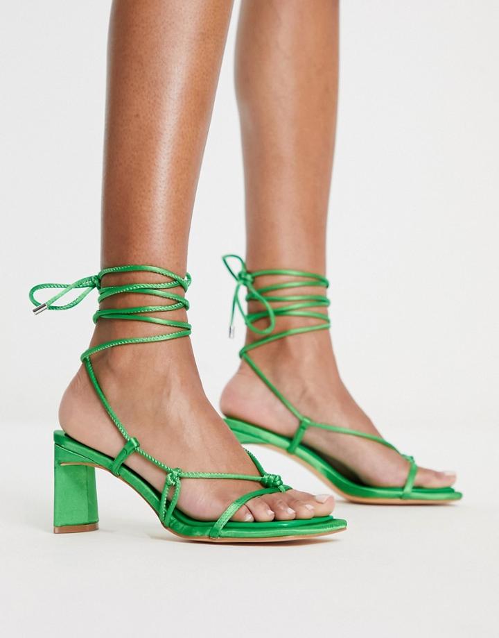 Topshop Ronnie Arrow Toe Tie Up Sandal In Green