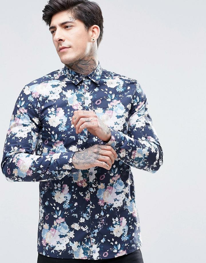 Minimum Floral Shirt - Navy