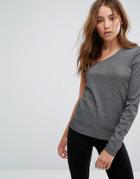 Vila Metallic One Shoulder Top - Gray