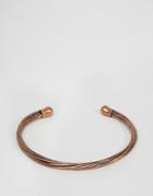Asos Twisted Bangle In Brushed Copper - Brown