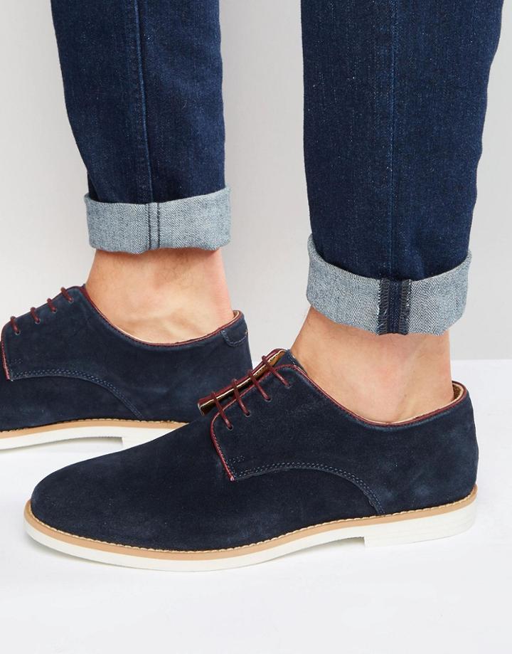 Kg By Kurt Geiger Derby Shoes In Navy Suede - Navy