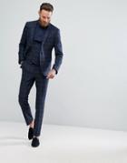 Asos Skinny Suit Jacket In Blue Wool Mix Plaid - Blue