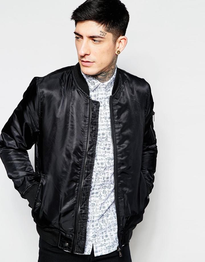 Brave Soul Ma1 Bomber Jacket - Black