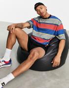 Asos Design Oversized Stripe T-shirt In Color Block Cotton-multi