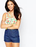 Daisy Street Crop Top In Floral Print