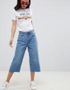 Boohoo Wide Leg Crop Jeans - Blue