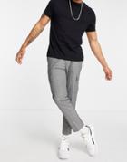 New Look Tapered Cargo Pants In Gray Check-grey