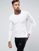 Religion Longline Muscle Fit Long Sleeve Top With Thumb Hole - White
