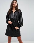 Asos Faux Leather Track Dress-black