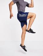 Under Armour Training Woven Wordmark Shorts In Navy