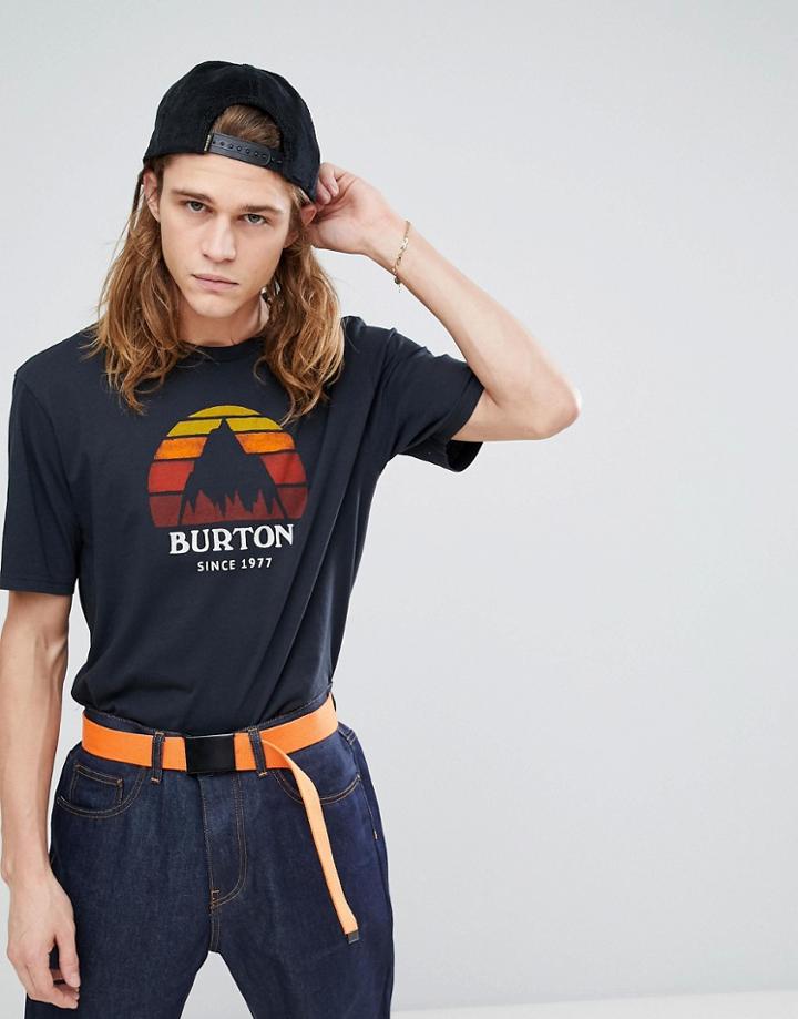 Burton Snowboards Underhill T-shirt Mountain Logo In Black - Black