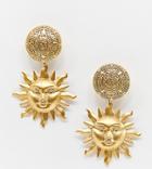 Regal Rose Arlana Gold Plated Sun Statement Clip On Drop Earrings - Gold