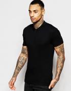 Asos Extreme Muscle Polo In Black Rib - Black