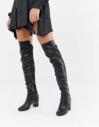 River Island Over The Knee Heeled Boots In Black