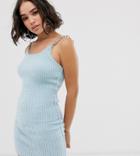 The Ragged Priest Fluffy Knit Dress With Chain Straps - Blue
