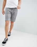 Asos Design Slim Shorts In Monochrome Check With Side Taping - Gray