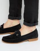 Asos Snaffle Loafer In Black Suede With Weave Detail - Black
