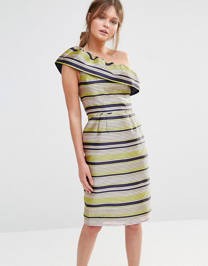 Oasis Premium One Shoulder Ruffle Dress - Multi