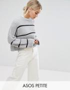 Asos Petite Chunky Sweater With Contrast Ladder Stitch - Gray