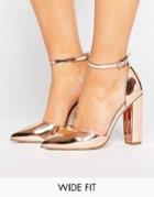 Asos Penalty Wide Fit Pointed Heels - Gold