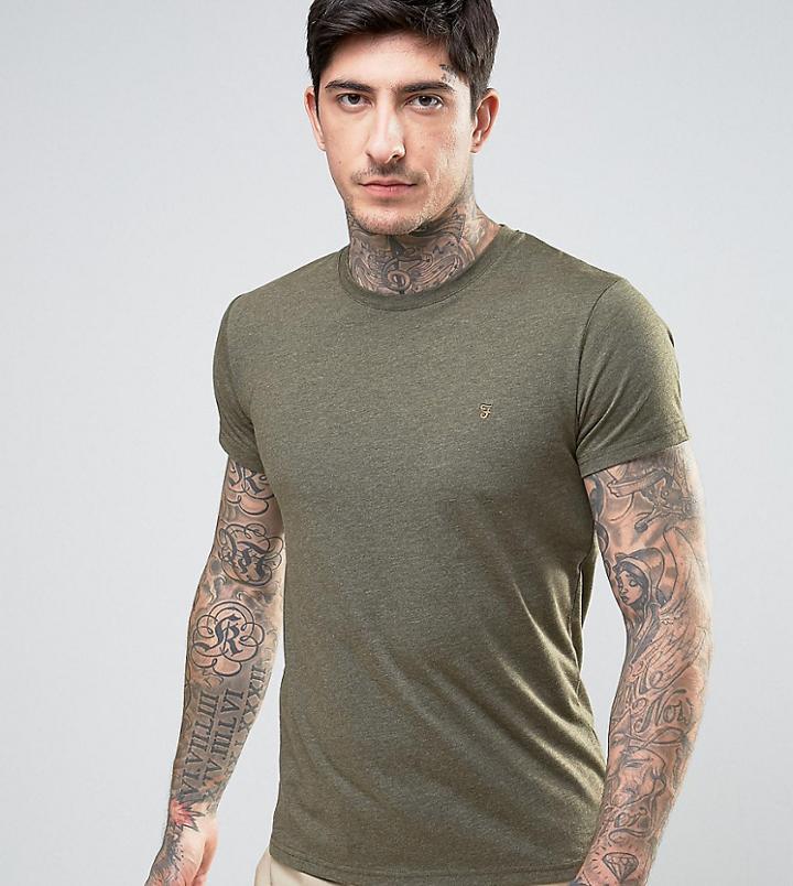 Farah Twisted Yarn T-shirt In Green Marl - Green